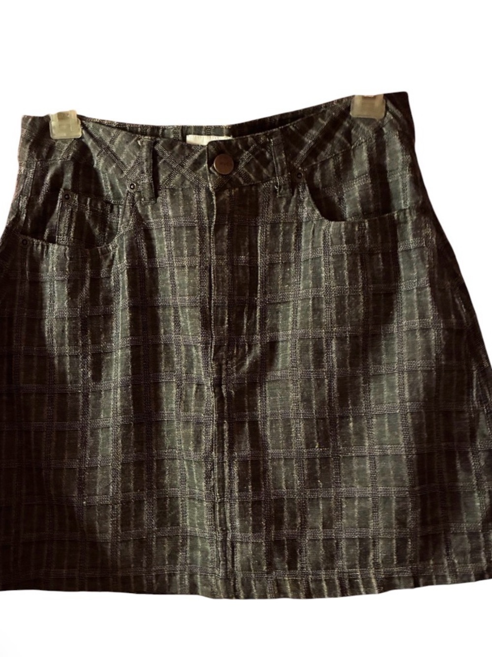 NEW women’s RVCA Classic Plaid A-Line Skirt in grey sz 28